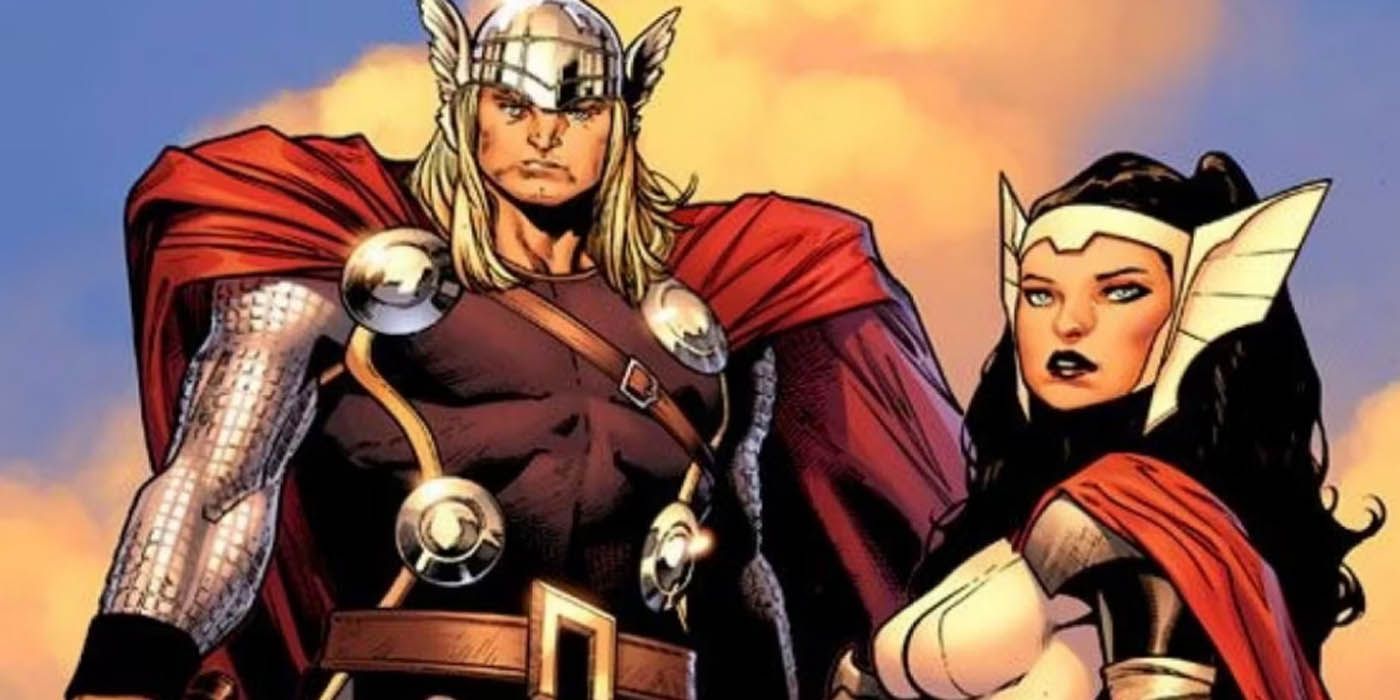 Thor standing beside Sif.