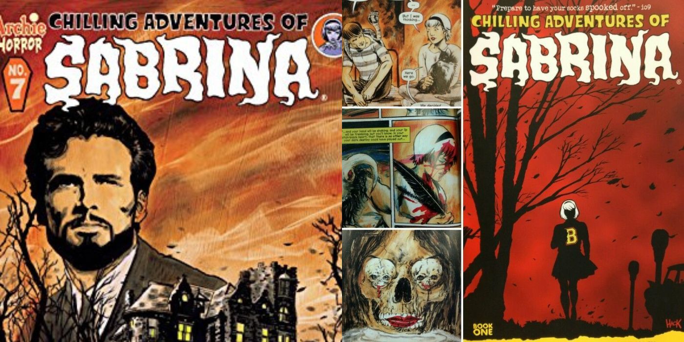 Two side by side images of Chilling Adventures of Sabrina comics