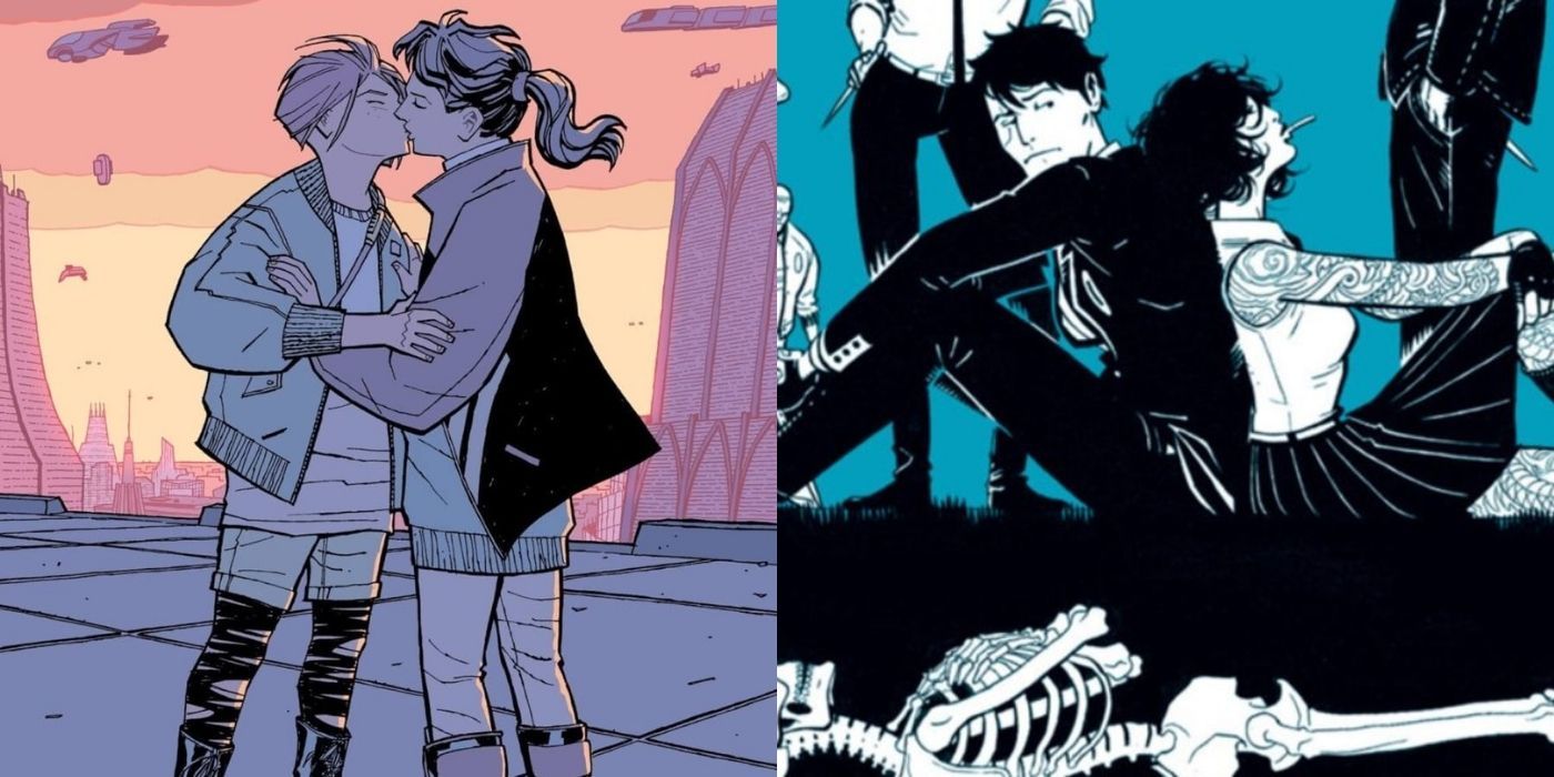 Two side by side images of Paper Girls and Deadly Class comics