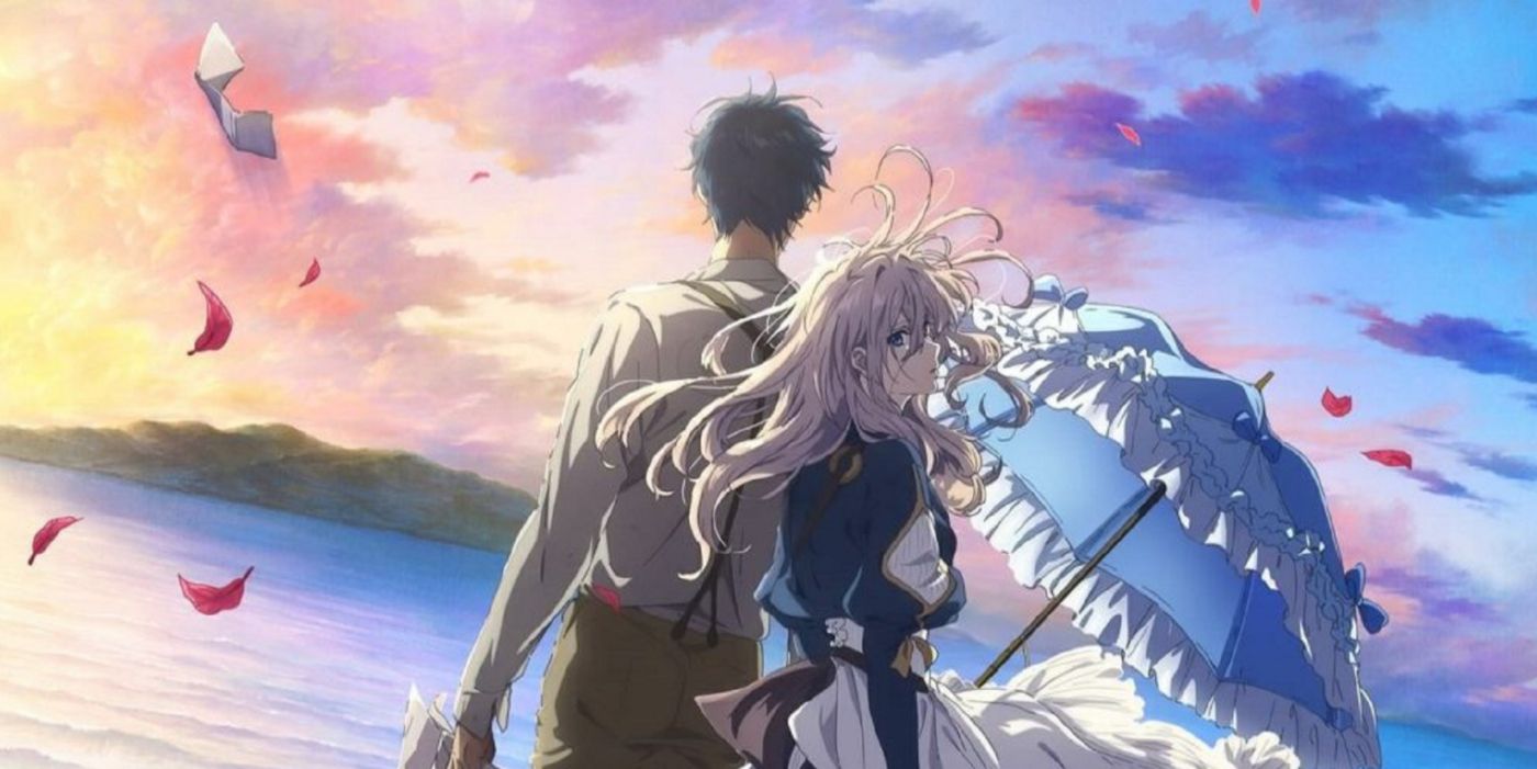 Violet Evergarden the Movie, promotional art of Violet and Gilbert.