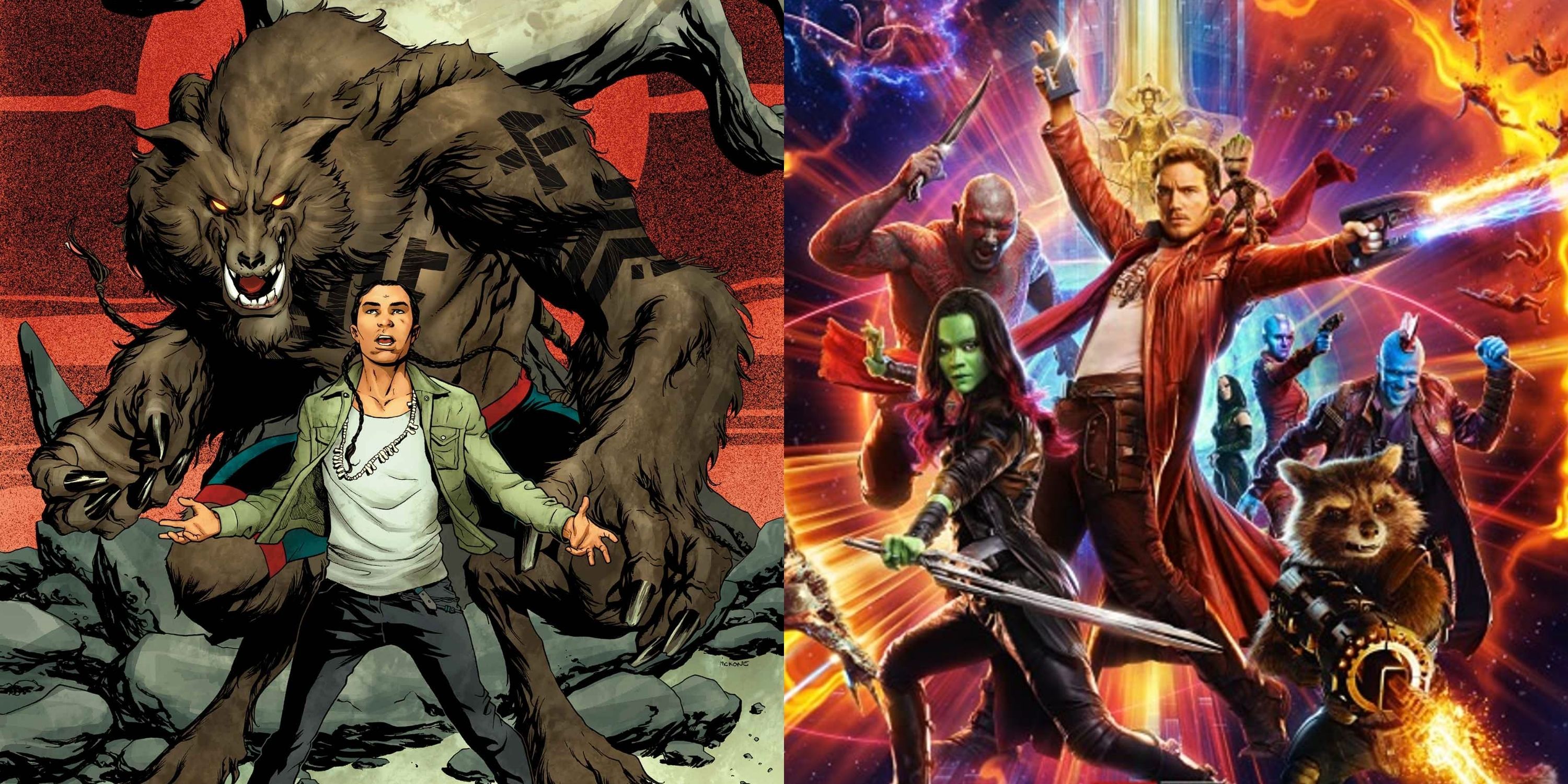 Werewolf by Night and Guardians of the Galaxy split image
