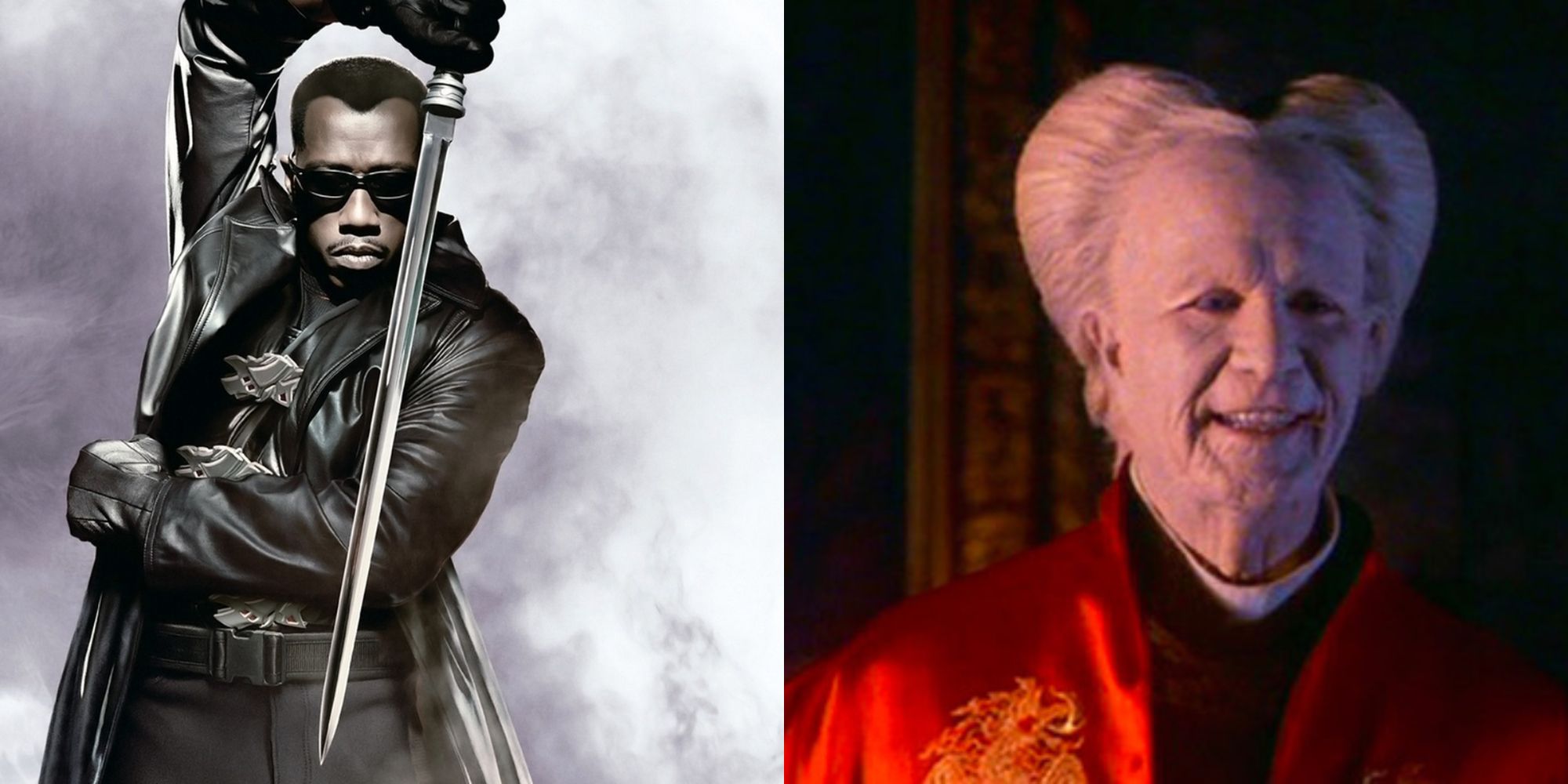 Split image showing Blade and Dracula.