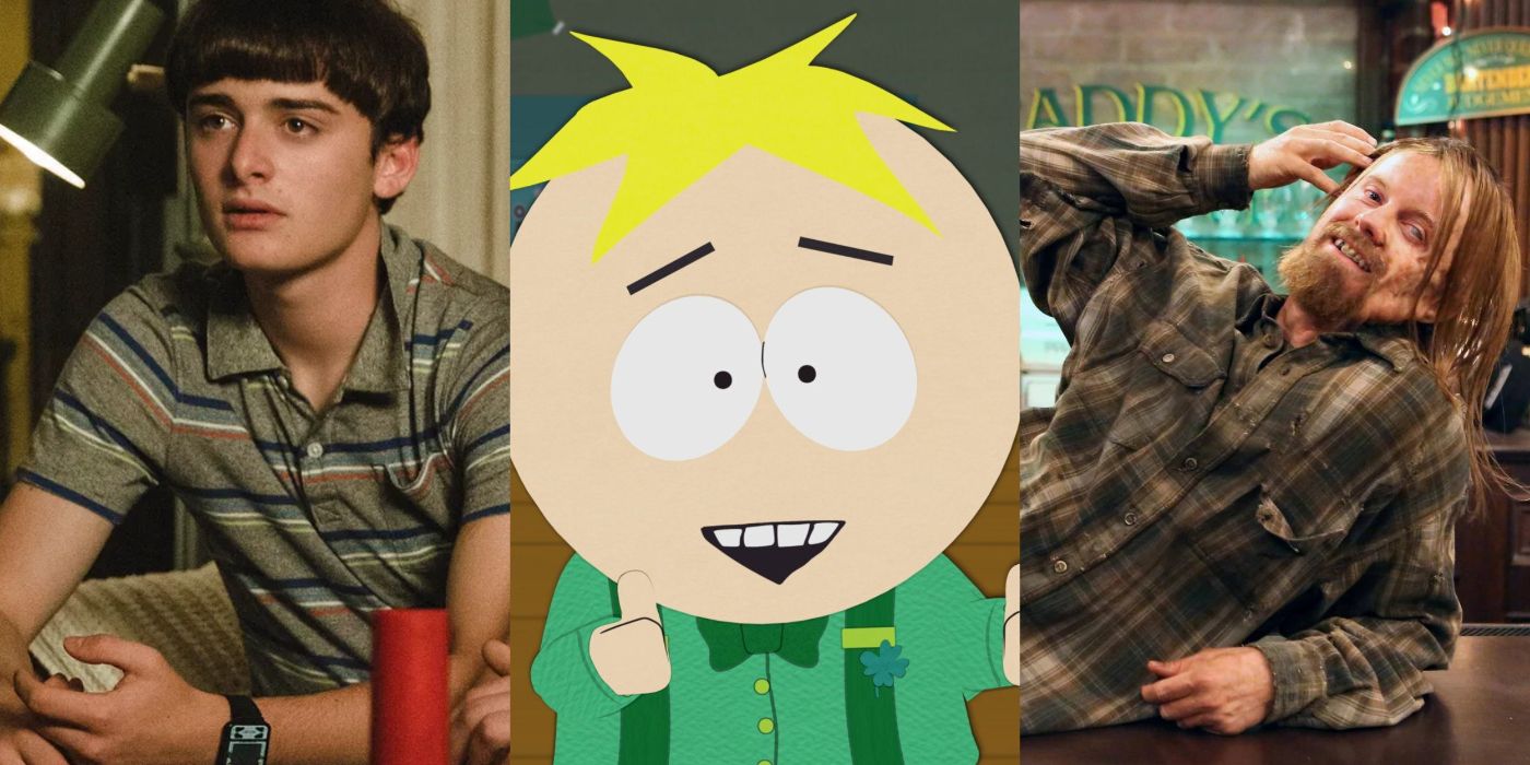 Split Image of Will Byers in Stranger Things, Butters in South Park, and Rickety Cricket in Always Sunny