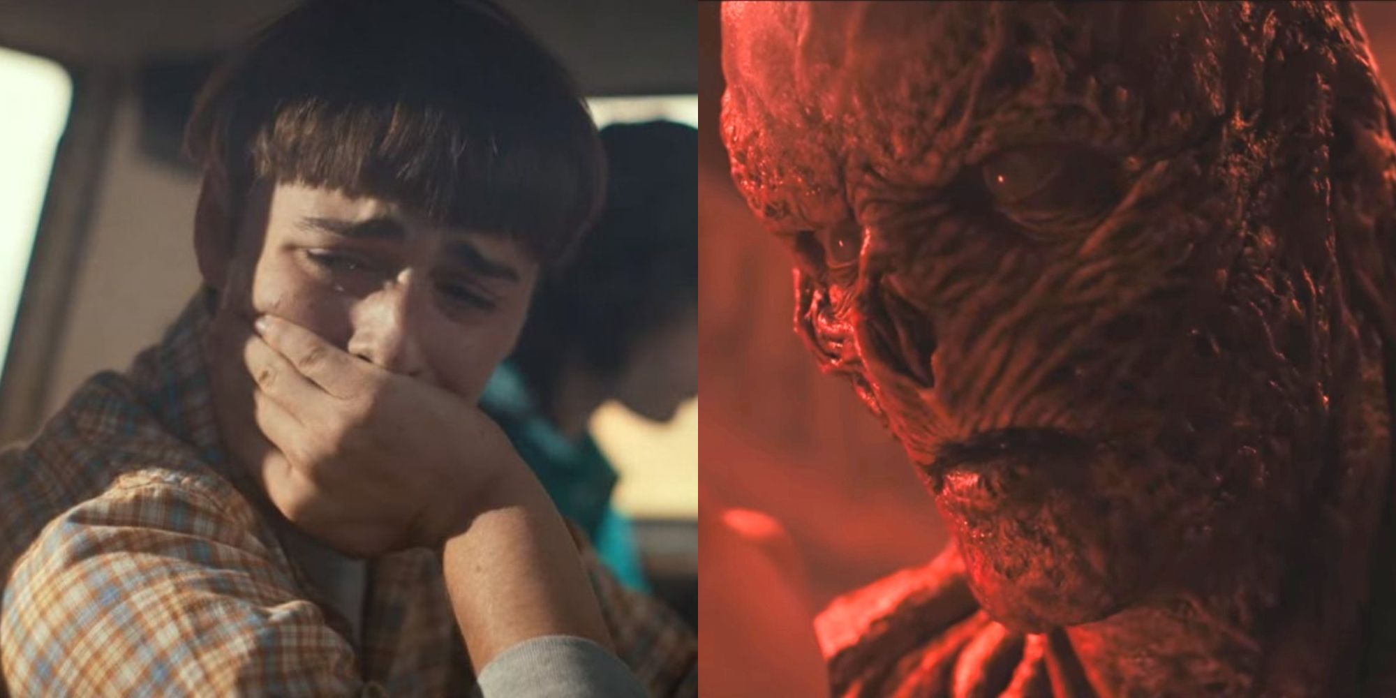 Split image showing Will Byers and Vecna in Stranger Things.
