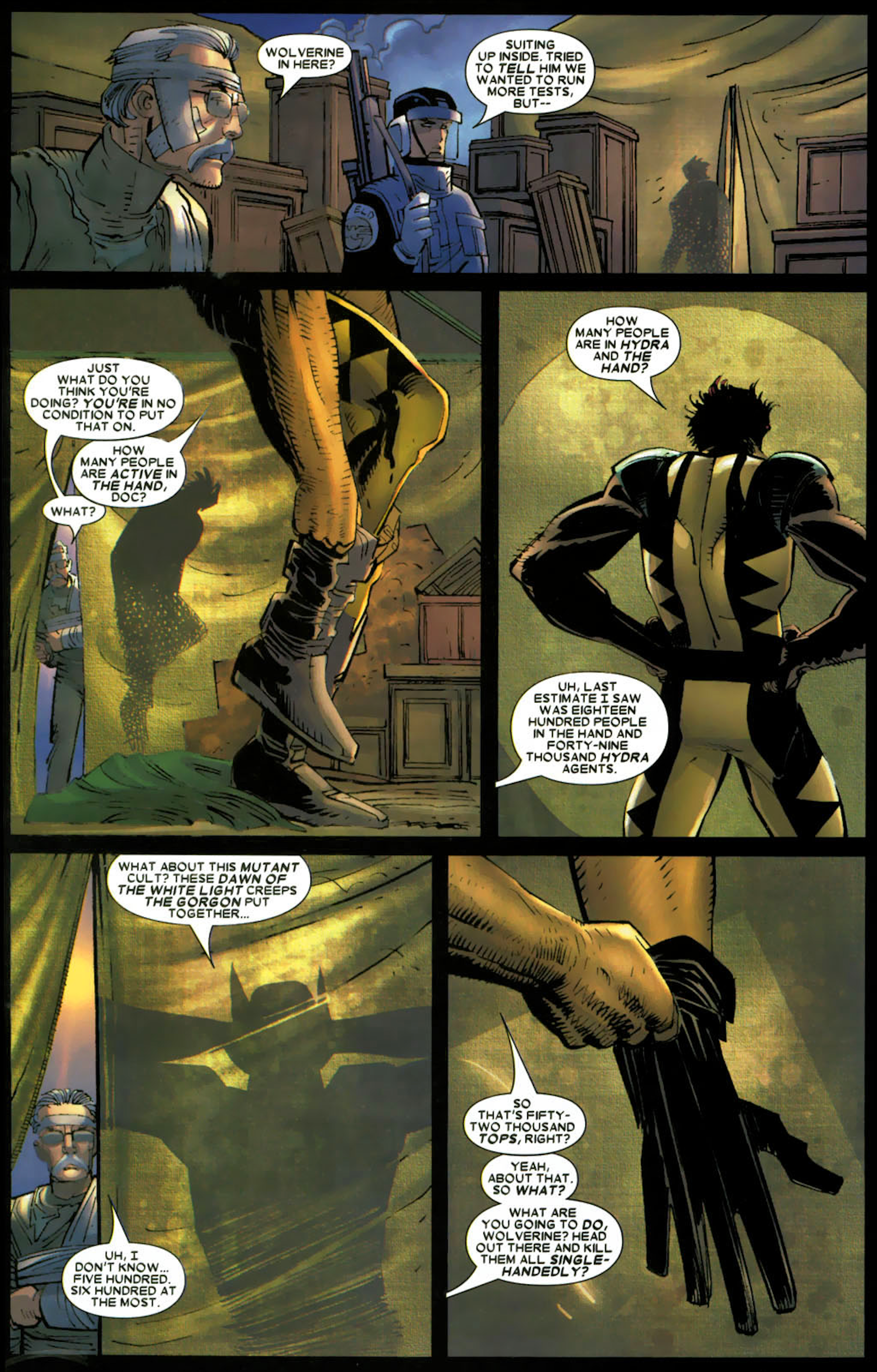 Wolverine prepares to kill Hydra soldiers