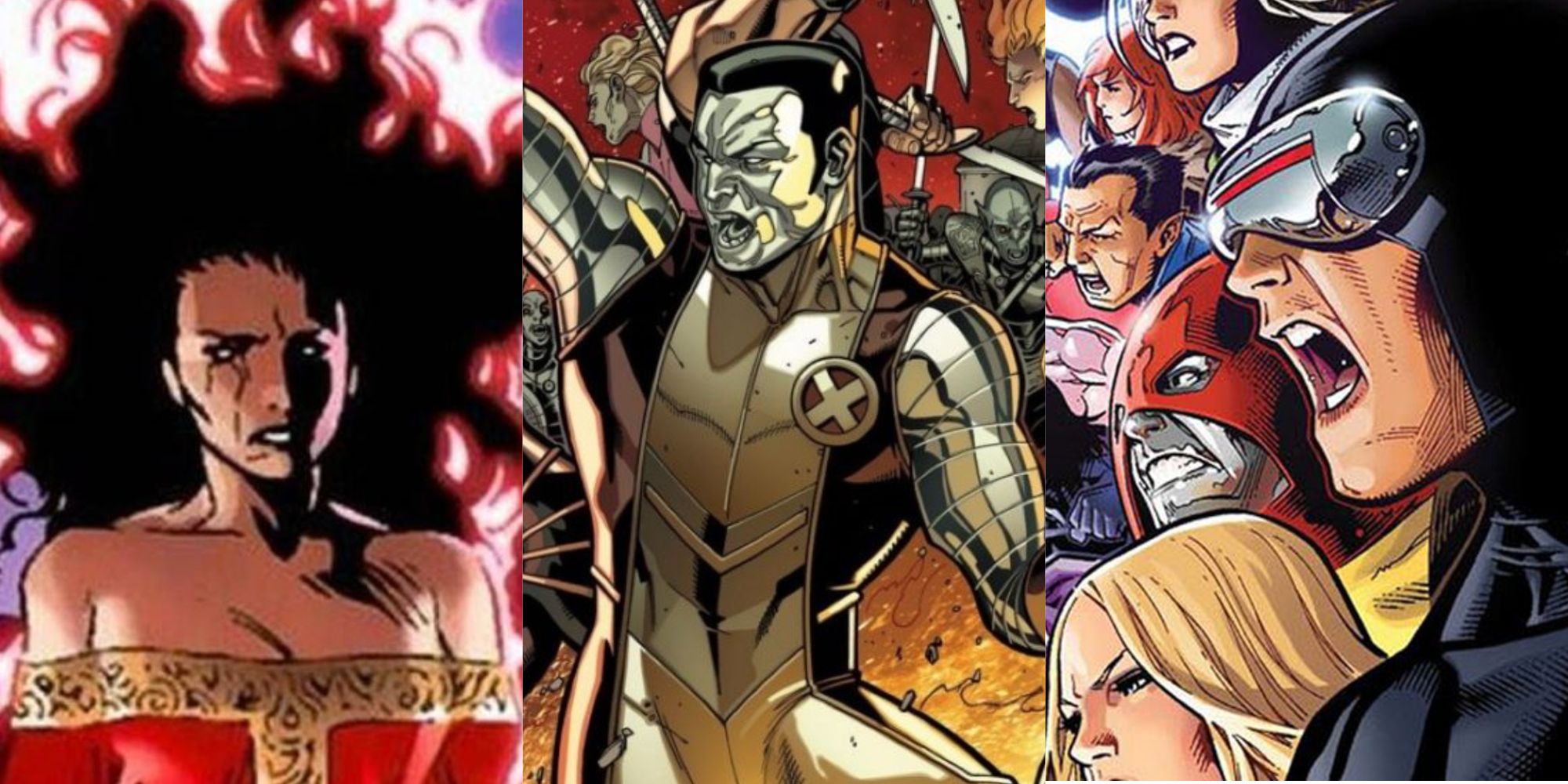A split image of art from popular X-men comic runs.