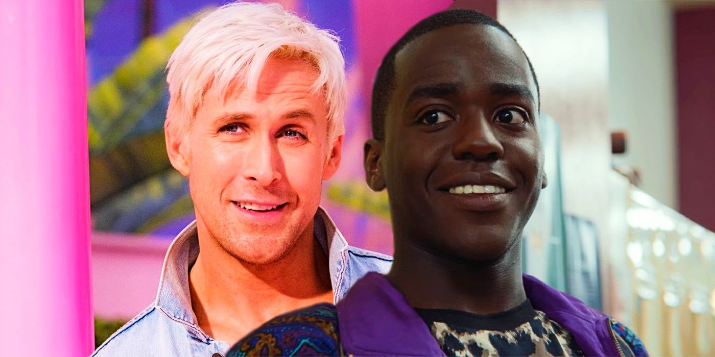 Ncuti Gatwa in sex education and Ryan Gosling as Ken promotional picture