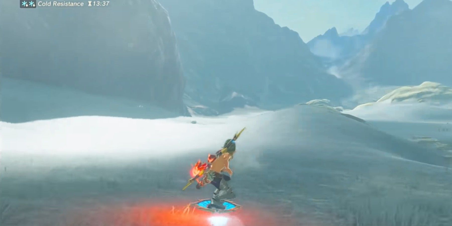 Zelda Breath of the Wild Shield Surfing Snow