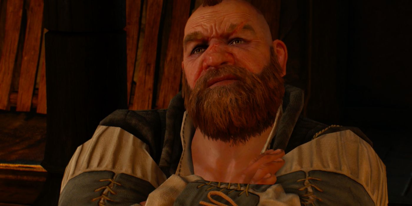 Zoltan in The Witcher 3 with his arms crossed.