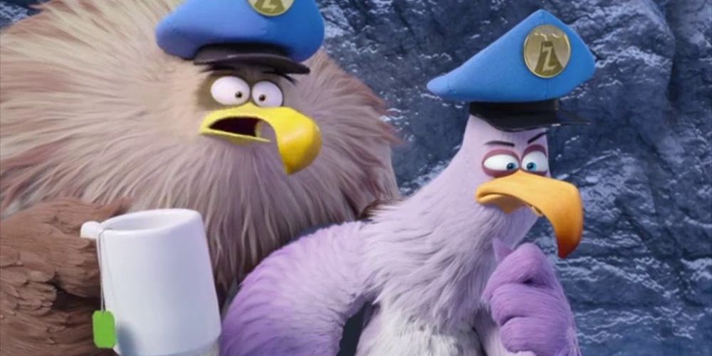 Jerry holds a teacup near Carl in Angry Birds The Movie 2