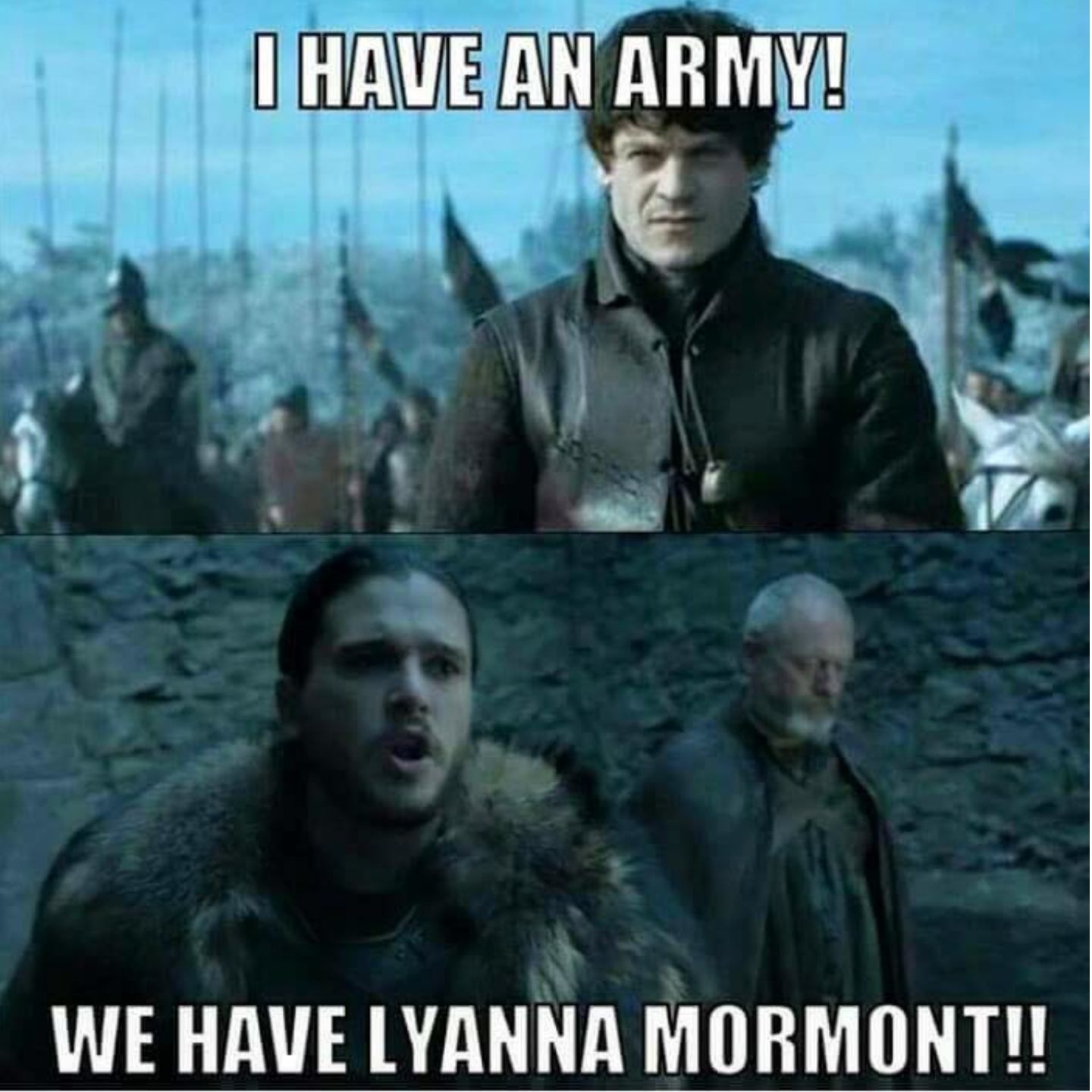 Meme about Ramsay's army in the Battle of the Bastards. 