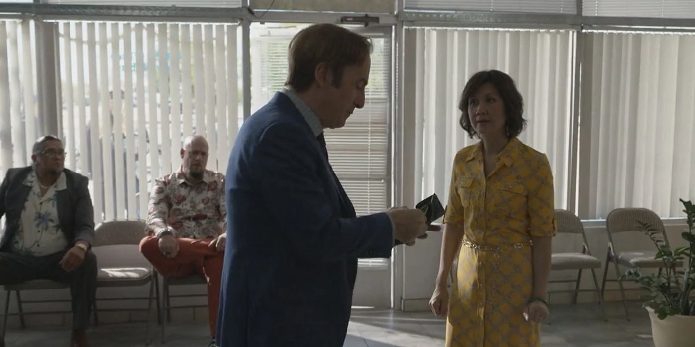 Jimmy talking to Mrs. Nguyen in the nail salon on Better Call Saul.