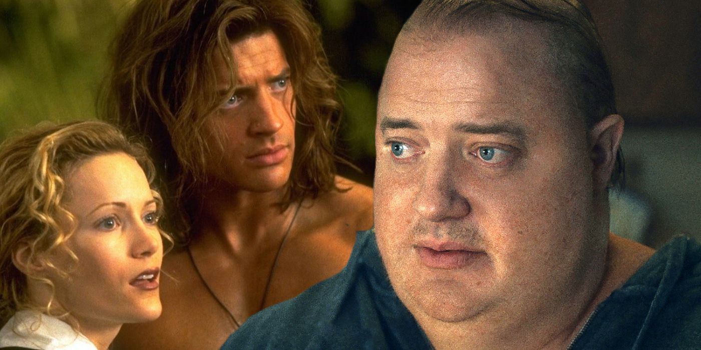 Brendan Fraser and Leslie Mann in George of the Jungle and Brendan Fraser in The Whale