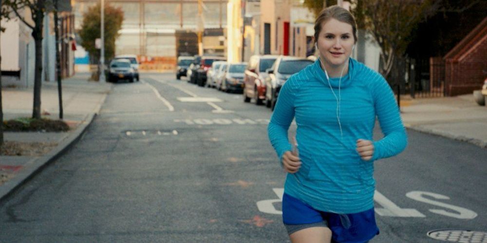 Brittany runs in the street in Brittany Runs a Marathon