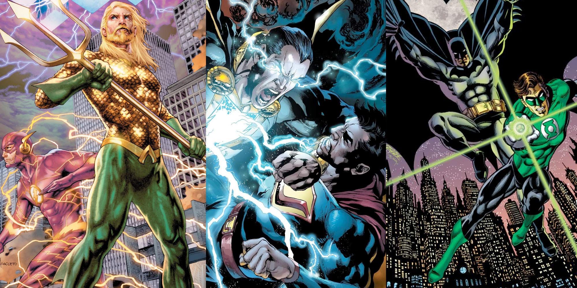 dc comic book team-up aquaman flash batman black adam superman green lantern