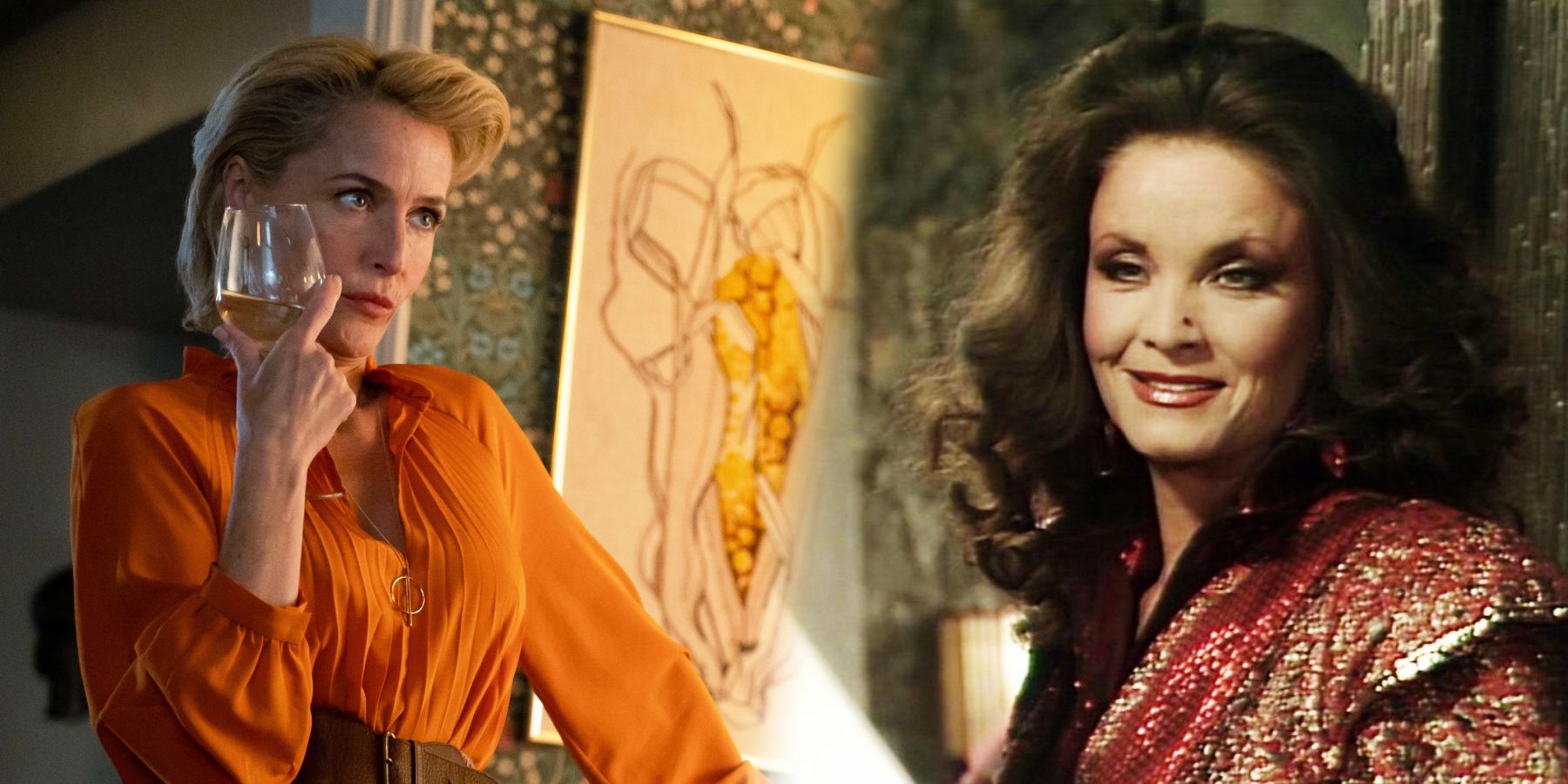 Gillian Anderson in Sex Education and Kate O'Mara as the Rani in Doctor Who