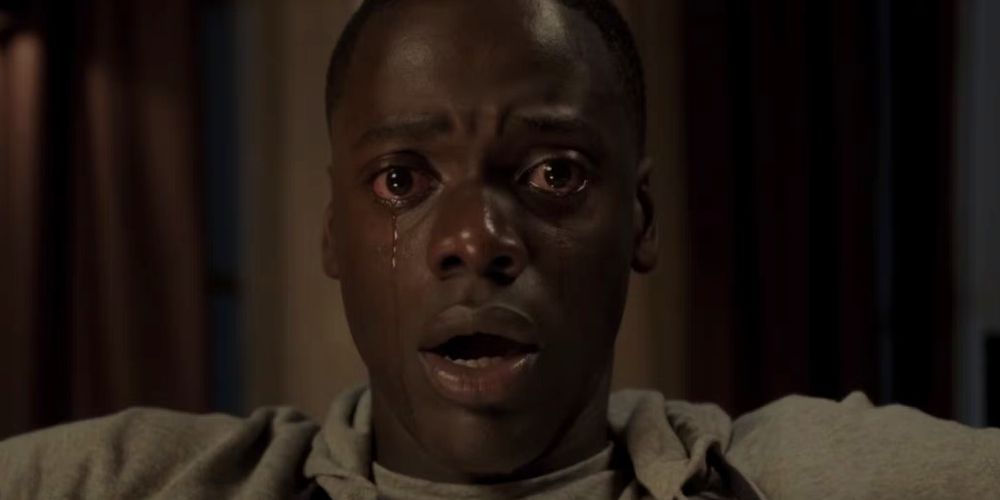 Chris cries in the sunken room in Get Out