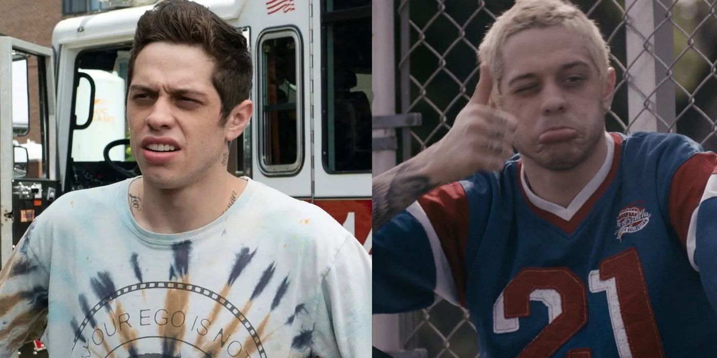 Two side by side images of Pete Davidson roles.