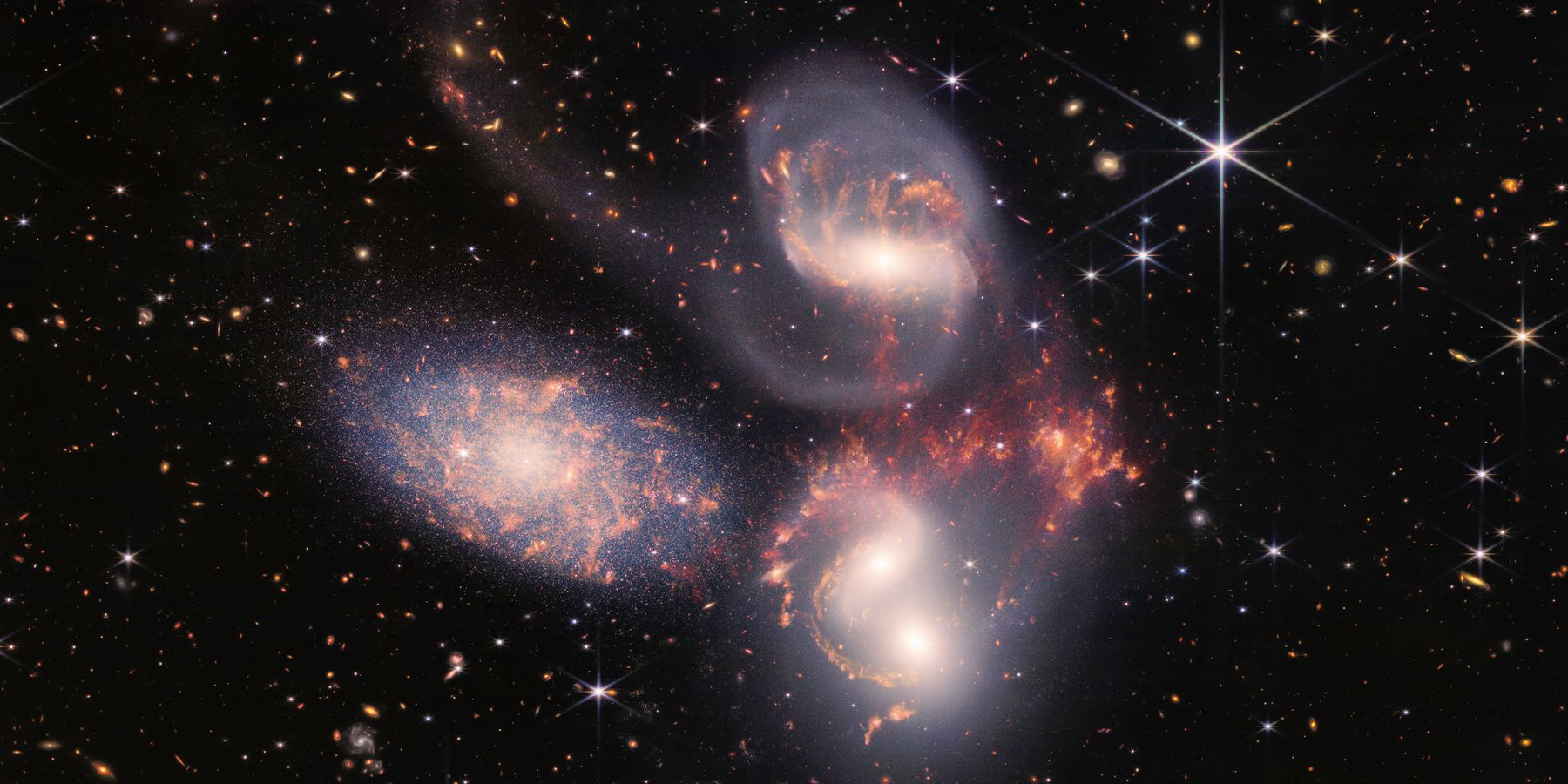 image of Stephans Quintet captured by webb telescope