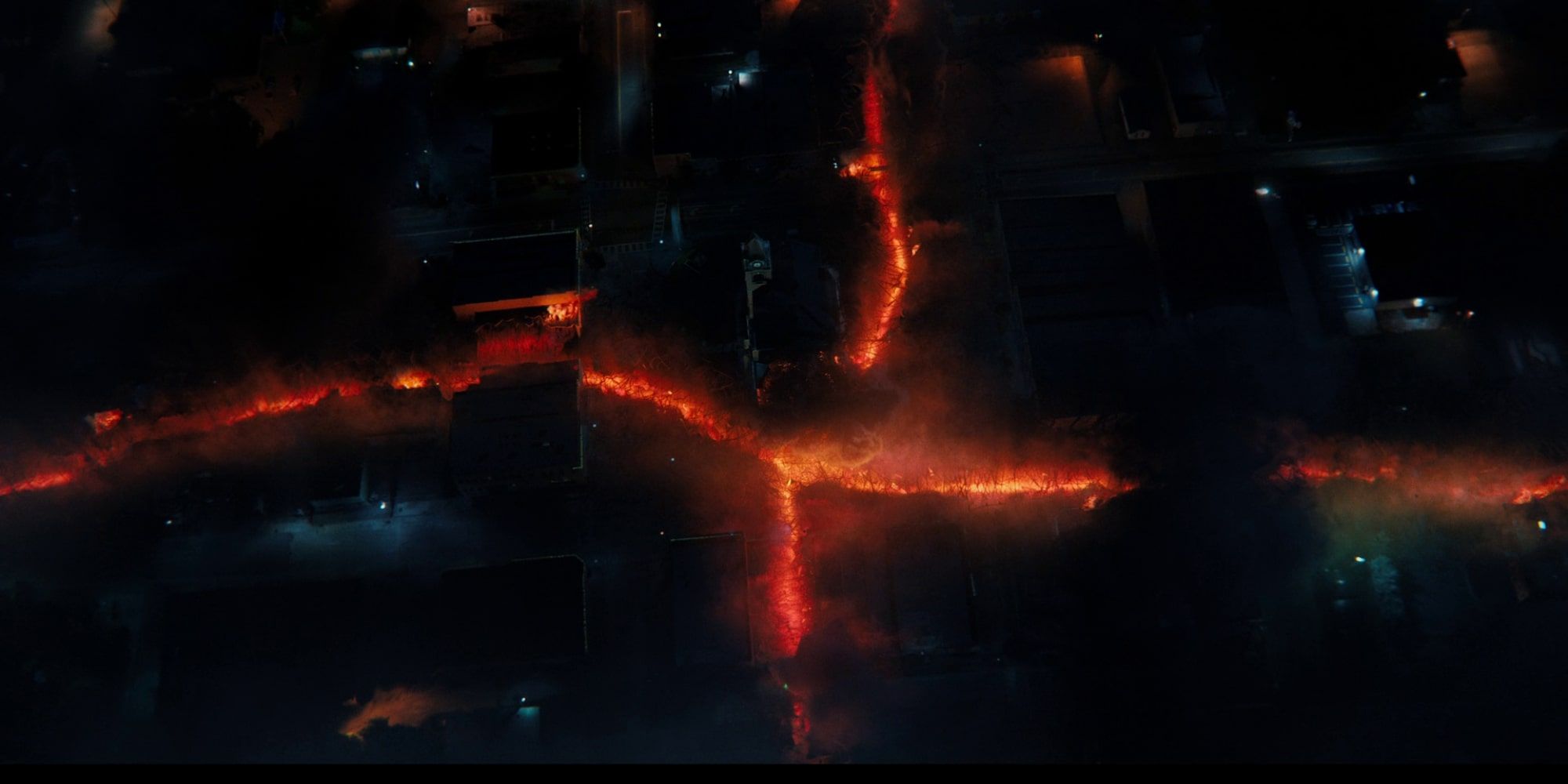 image of massive fissures appearing in the town of Hawkins in Stranger Things season 4 finale