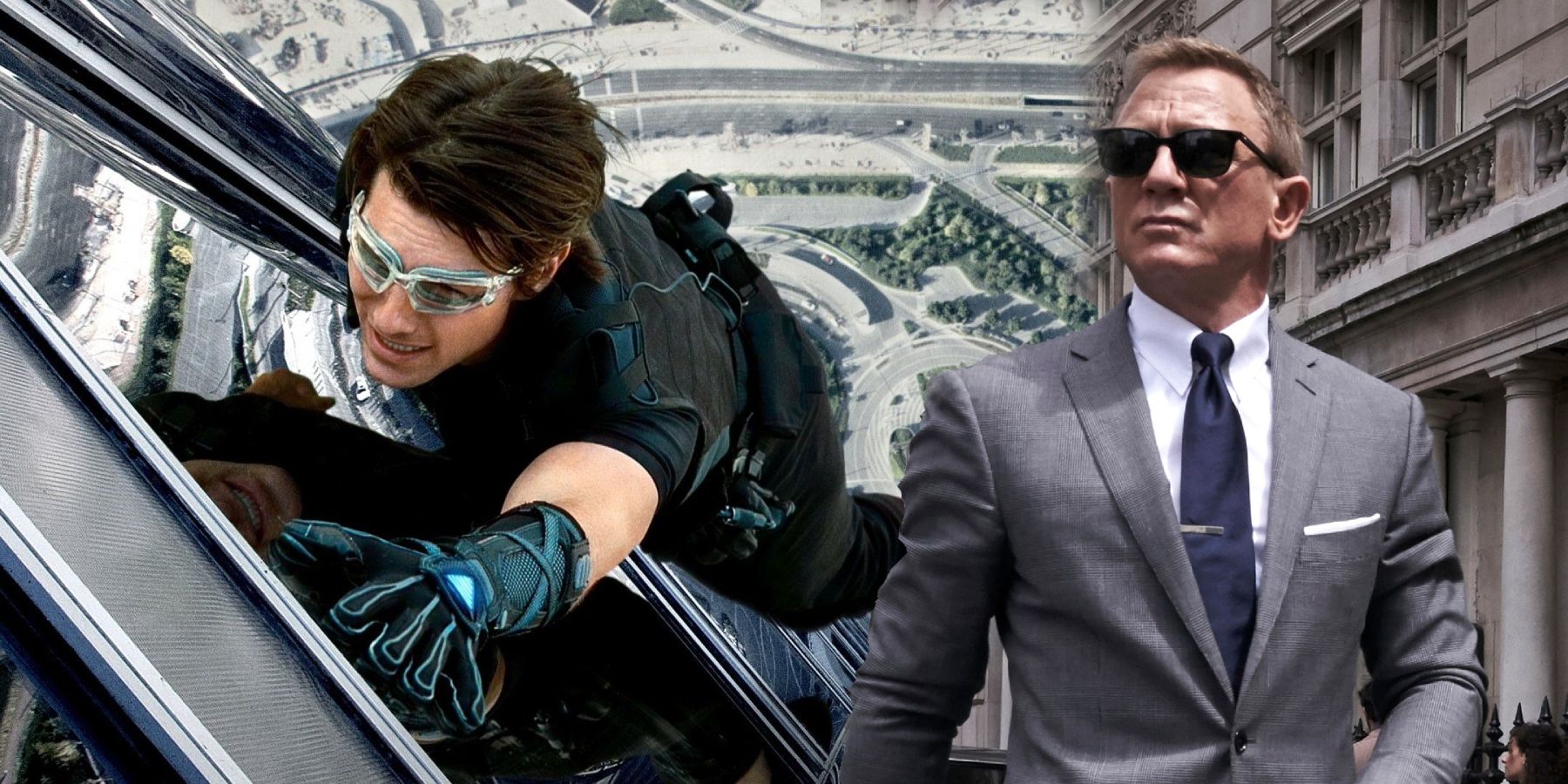 Tom Cruise as Ethan Hunt in Mission: Impossible and Daniel Craig as James Bond