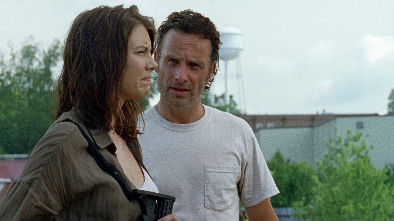 Maggie and Rick from The Walking Dead are shown.