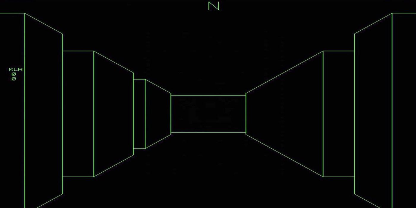 A screenshot from the 1973 game Maze