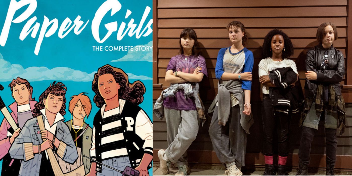 Paper Girls comic cover and cast photo
