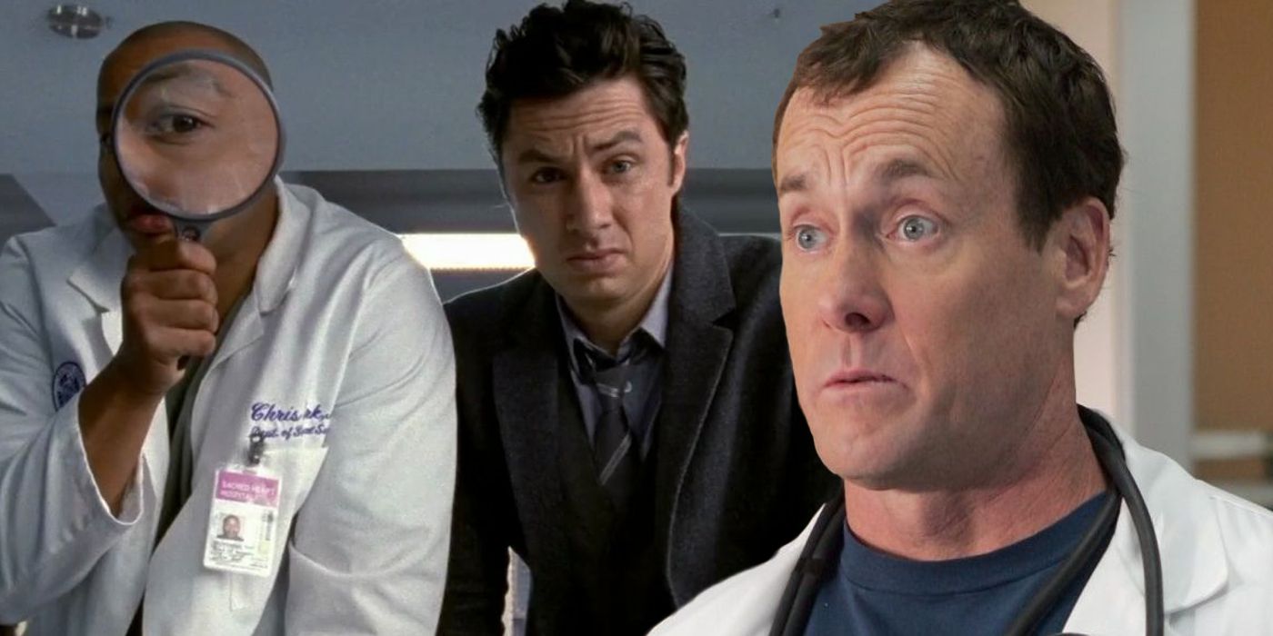 Donald Faison as Turk, Zach Braff as JD, and John C McGinley as Cox in Scrubs