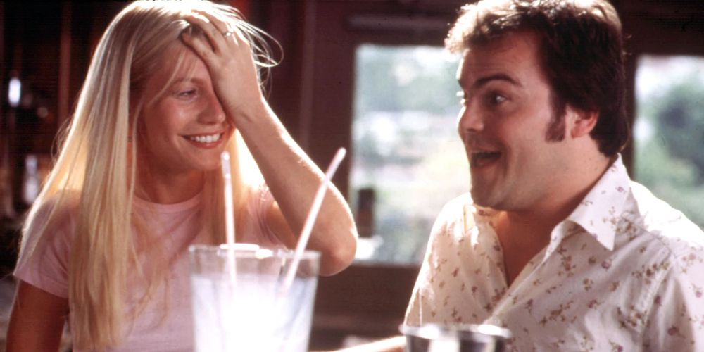 Rosemary and Hal share milkshakes in Shallow Hal