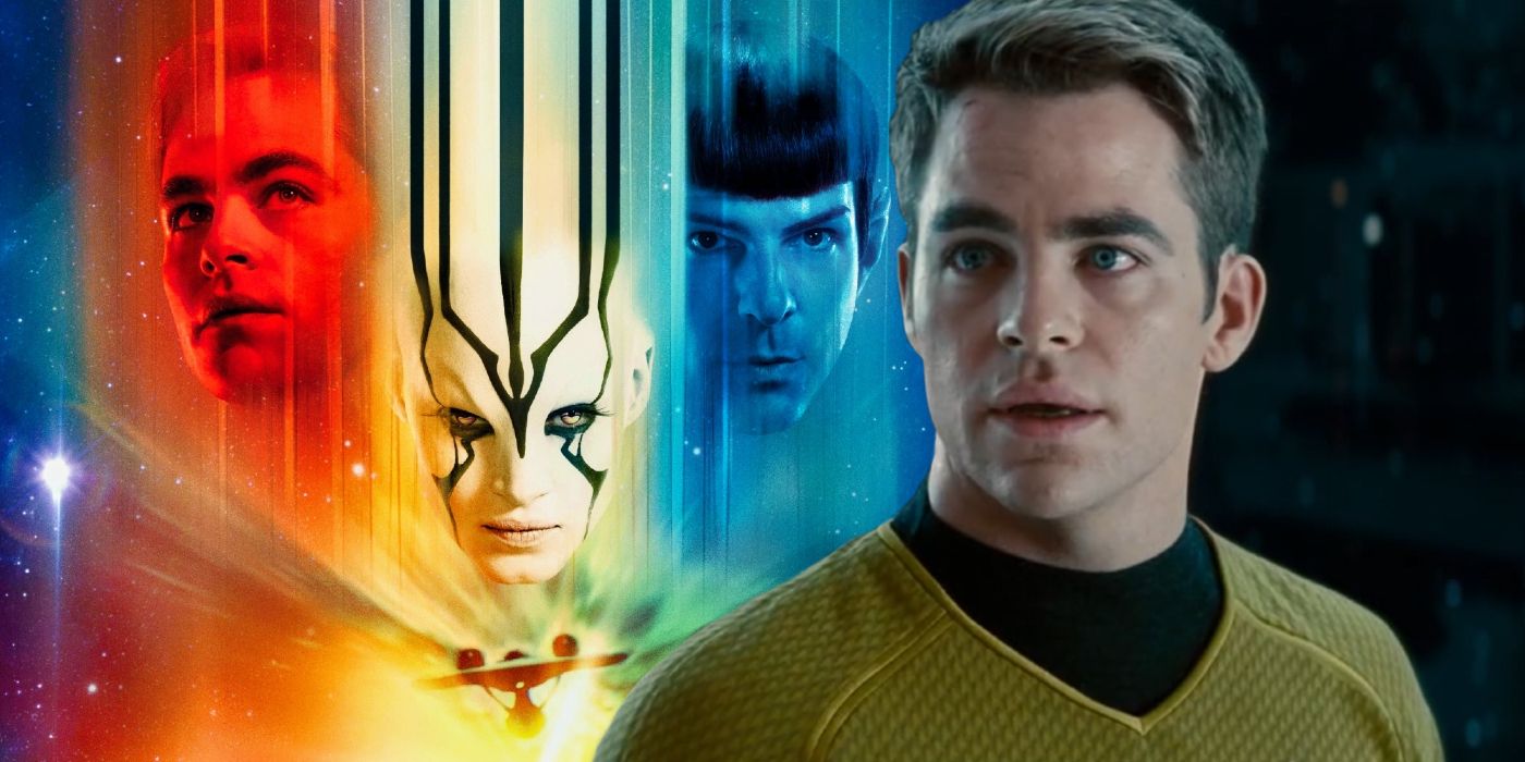Star Trek Beyond poster and Chris Pine as Captain Kirk