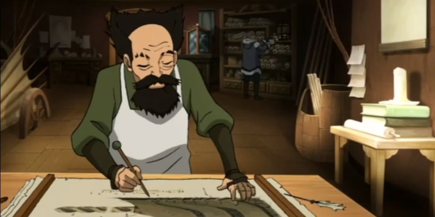 the mechanist at a desk in avatar the last airbender season 1 episode 17