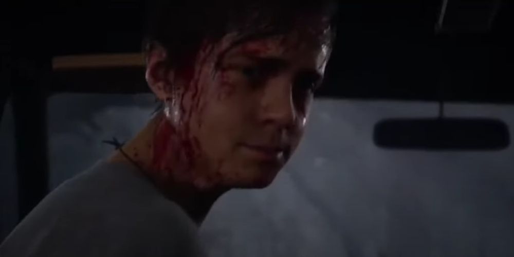 Dylan sits in the van in The Quarry