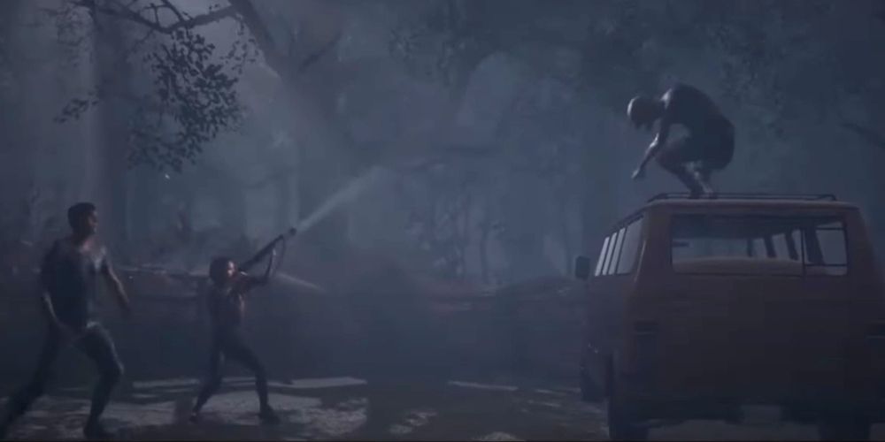 Kaityln shoots werewolf Emma in The Quarry