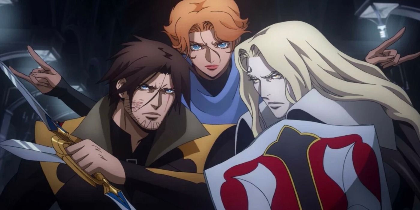 Trevor Belmont, Sypha Belnades, and Alucard in the final season of the Netflix animated series Castlevania