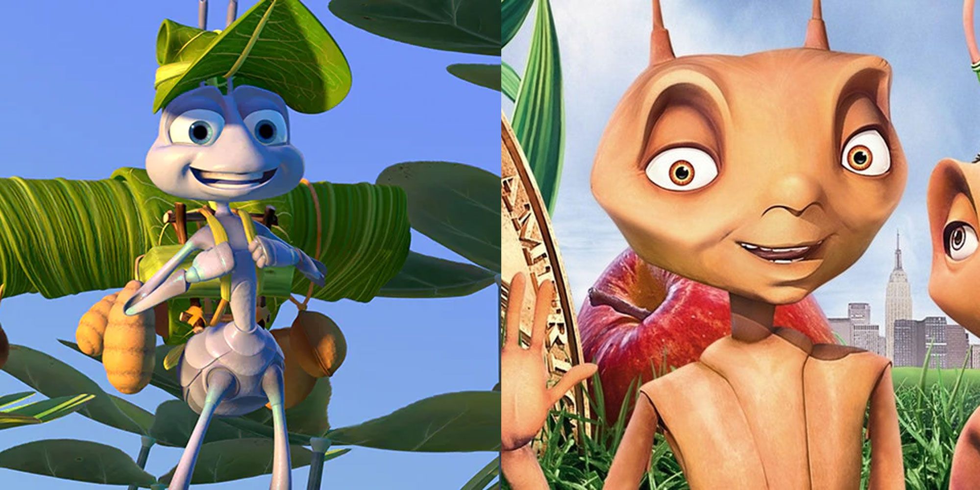 Split image of A Bug&rsquo;s Life &amp; Antz