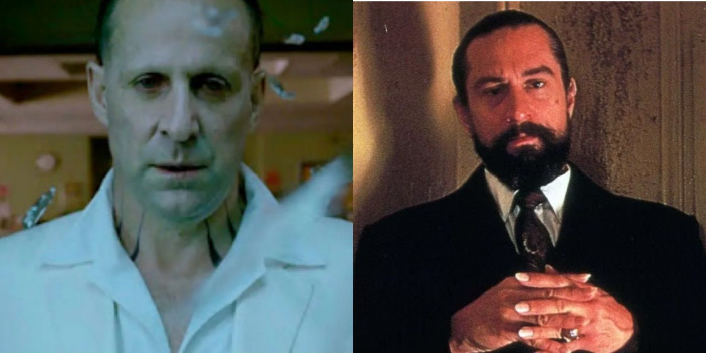A split screen of The Devil in Constantine and Angel Heart
