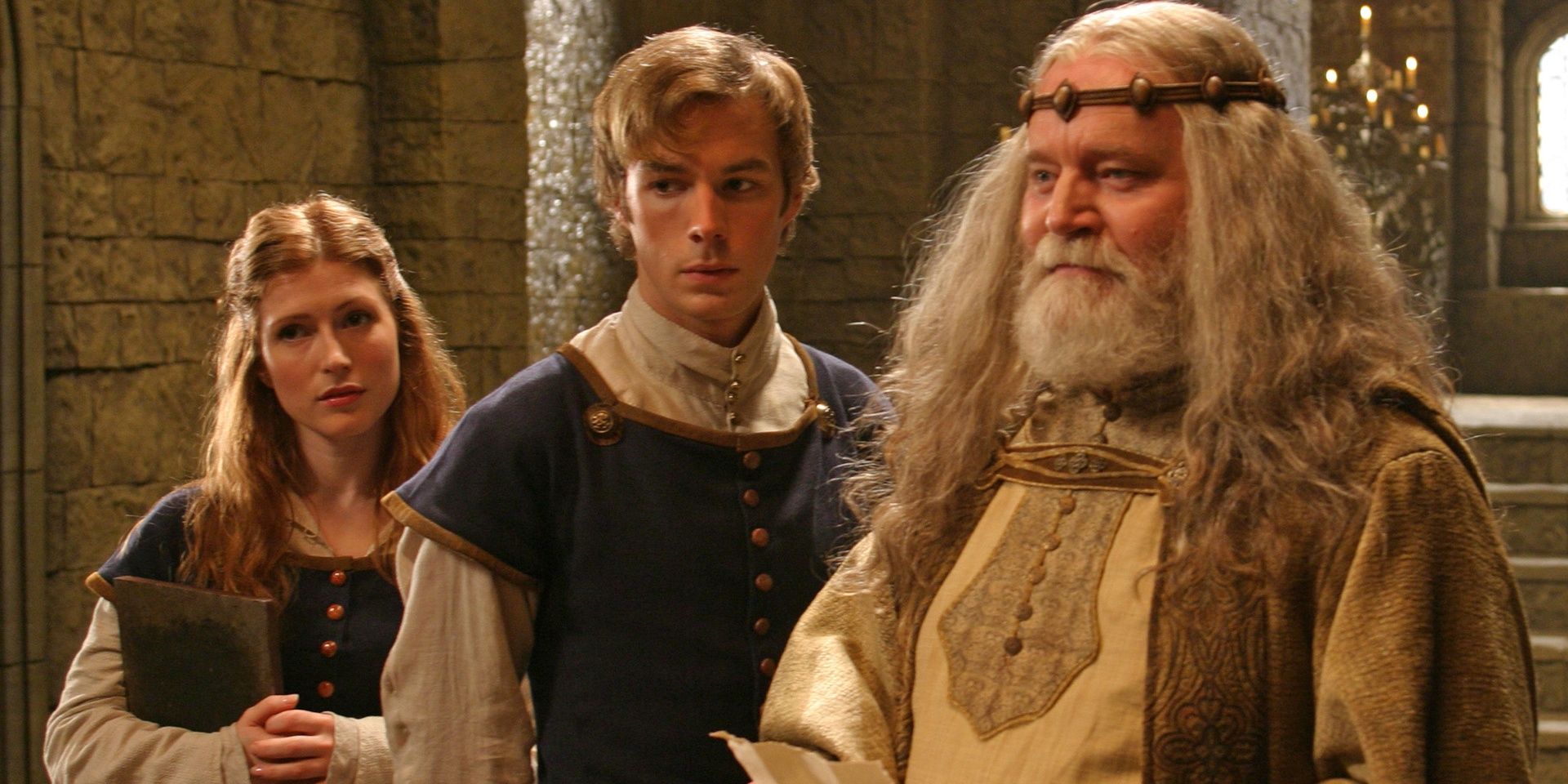 A still of 3 central characters from the 2004 miniseries Earthsea