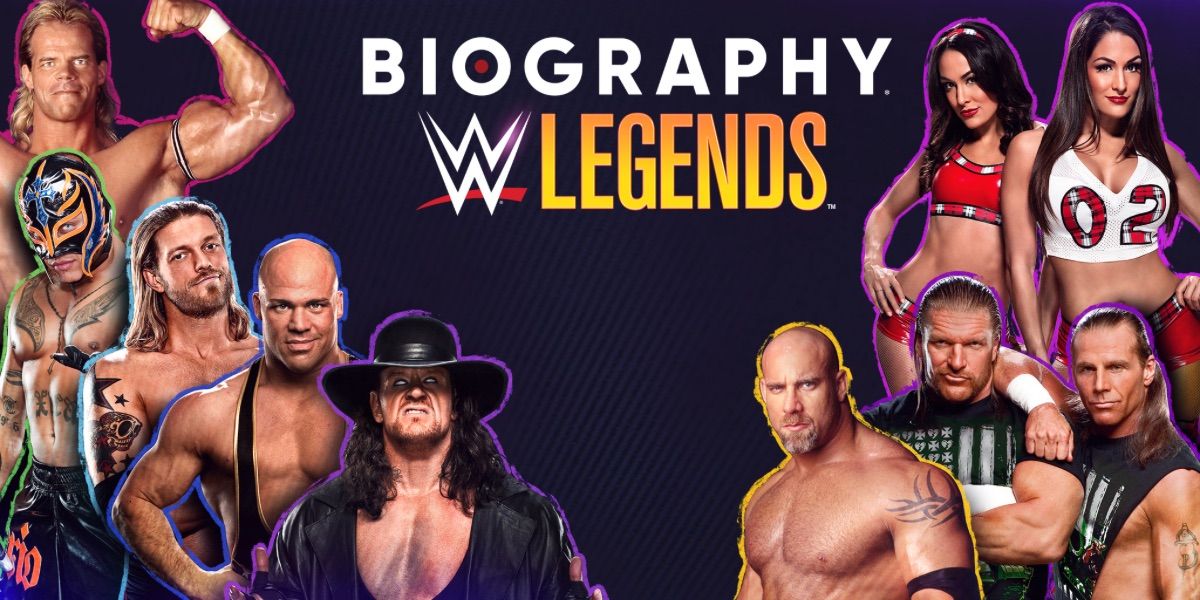 A banner image featuring various WWE wrestlers from WWE Legends 