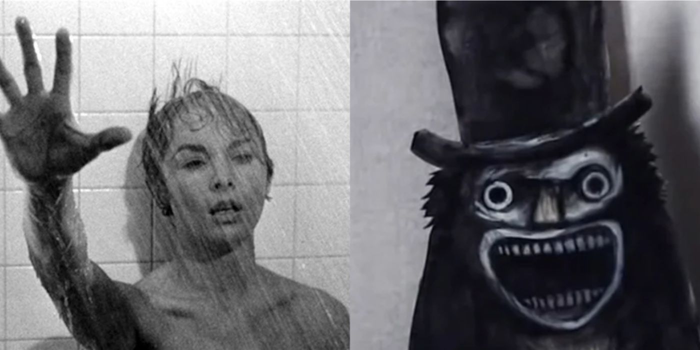 Two side by side images of art horror movies.