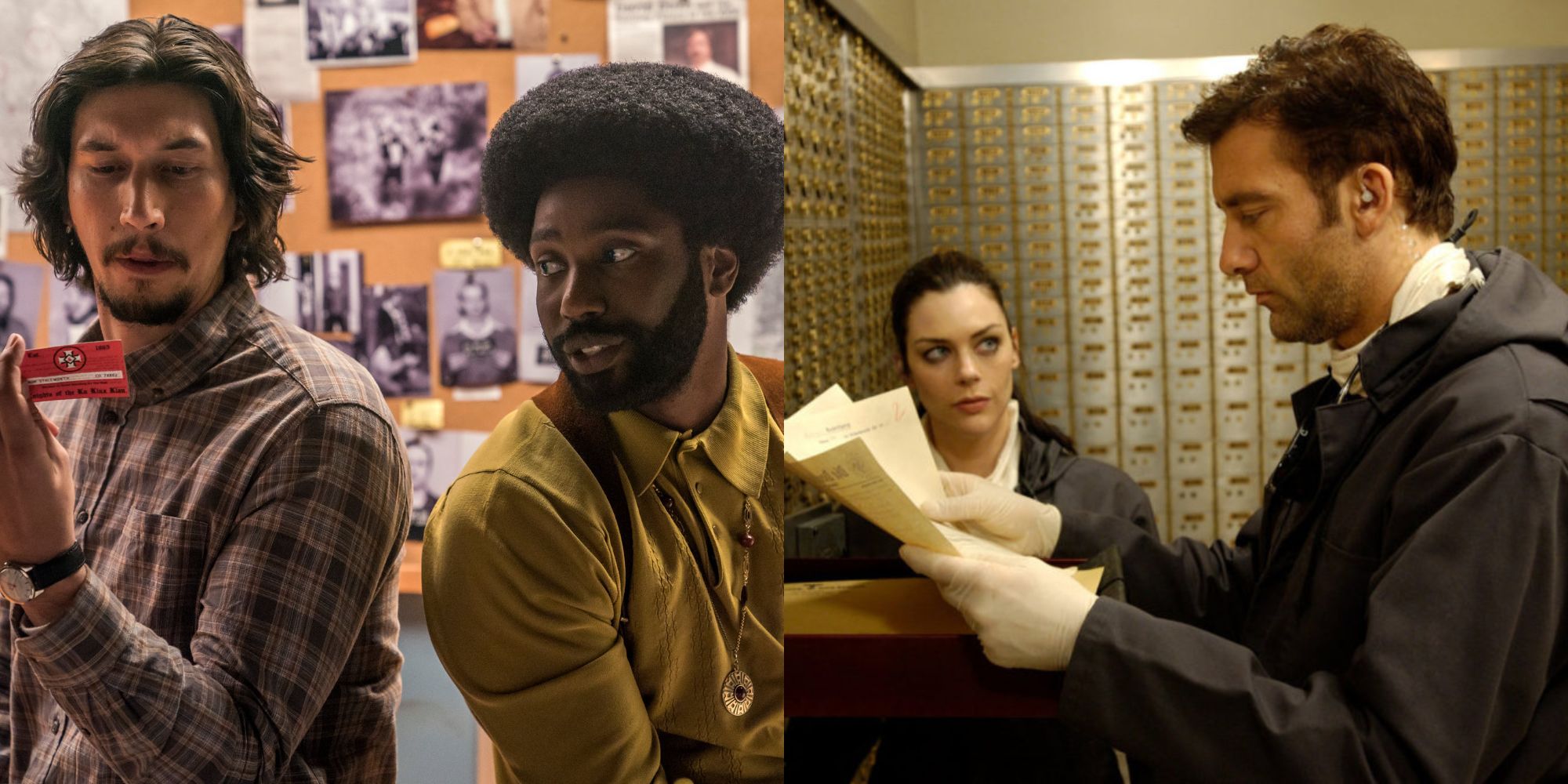 Split image showing characters from BlackKklansman and Inside Man.