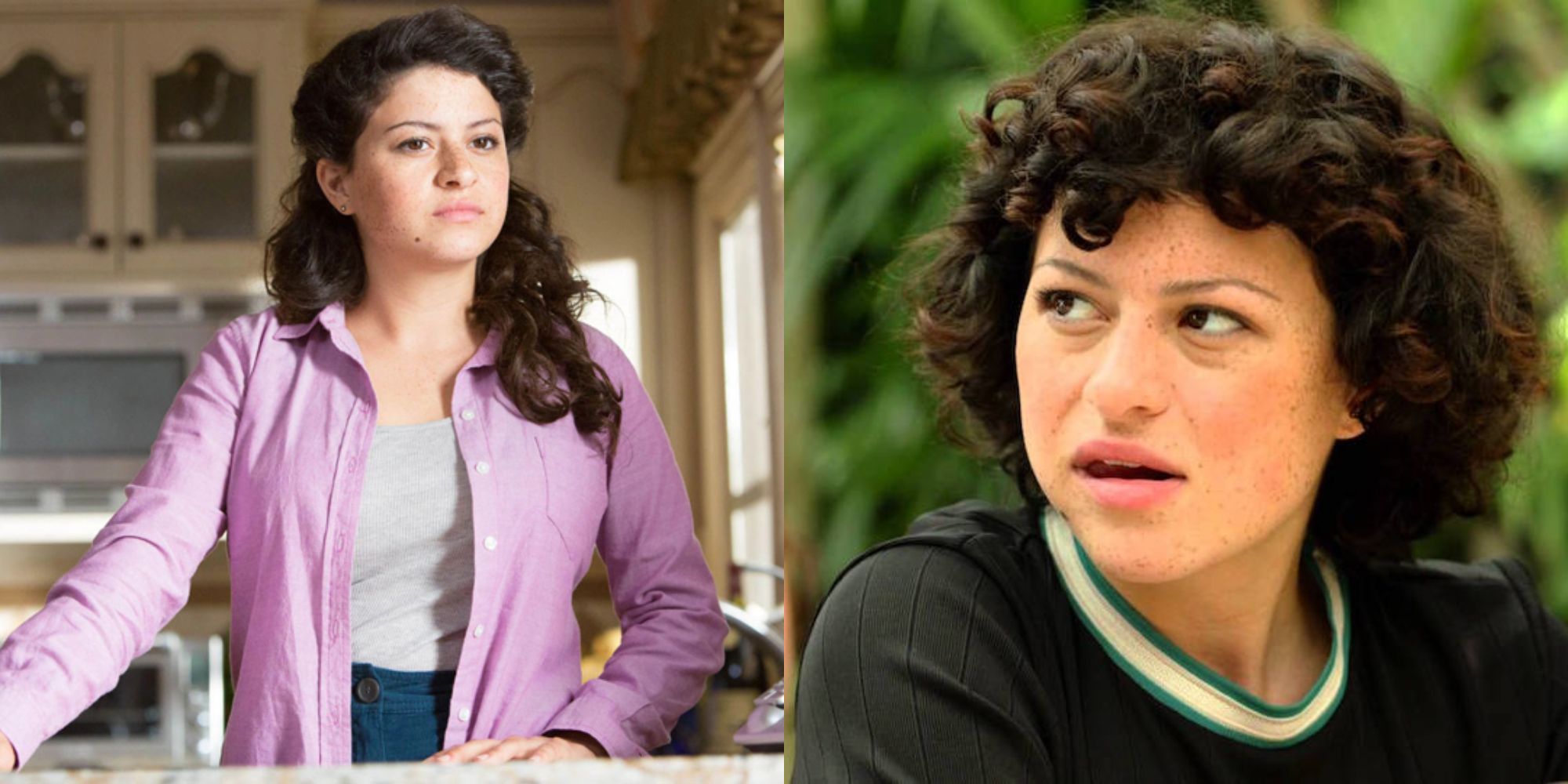 Split image showing Alia Shawkat in Arrested Development and Search Party.