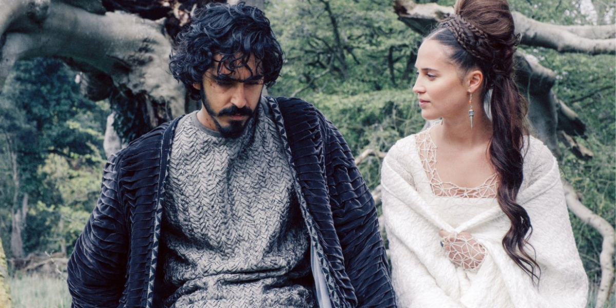 Alicia Vikander with Dev Patel in The Green Knight
