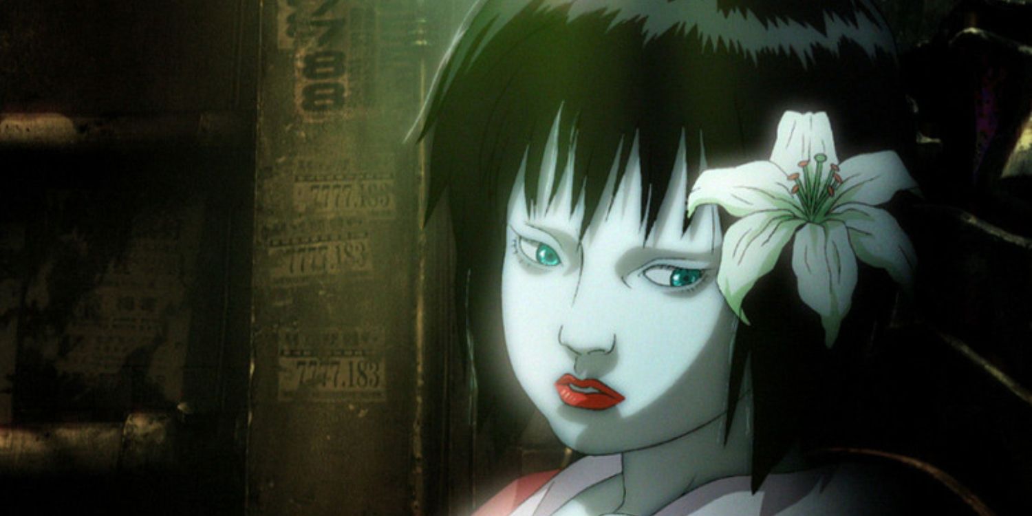 An image of a woman looking sad in Ghost In A Shell 2