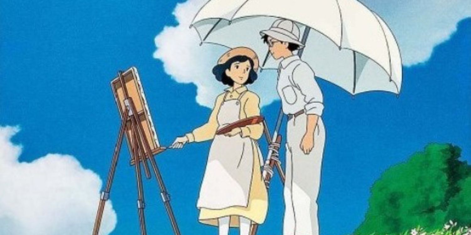 An image of two characters painting a picture in The Wind Rises