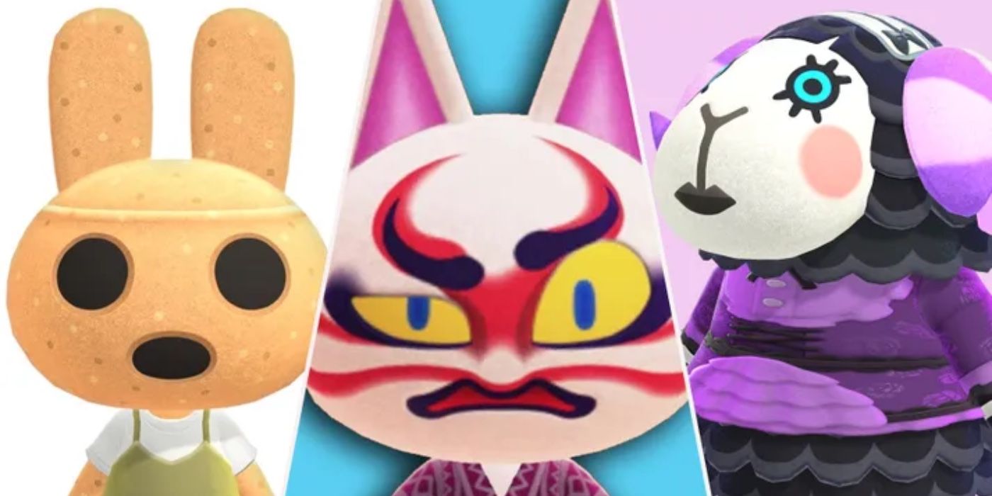Animal Crossing New Horizons Villagers from left to right are Coco, Kabuki, and Muffy