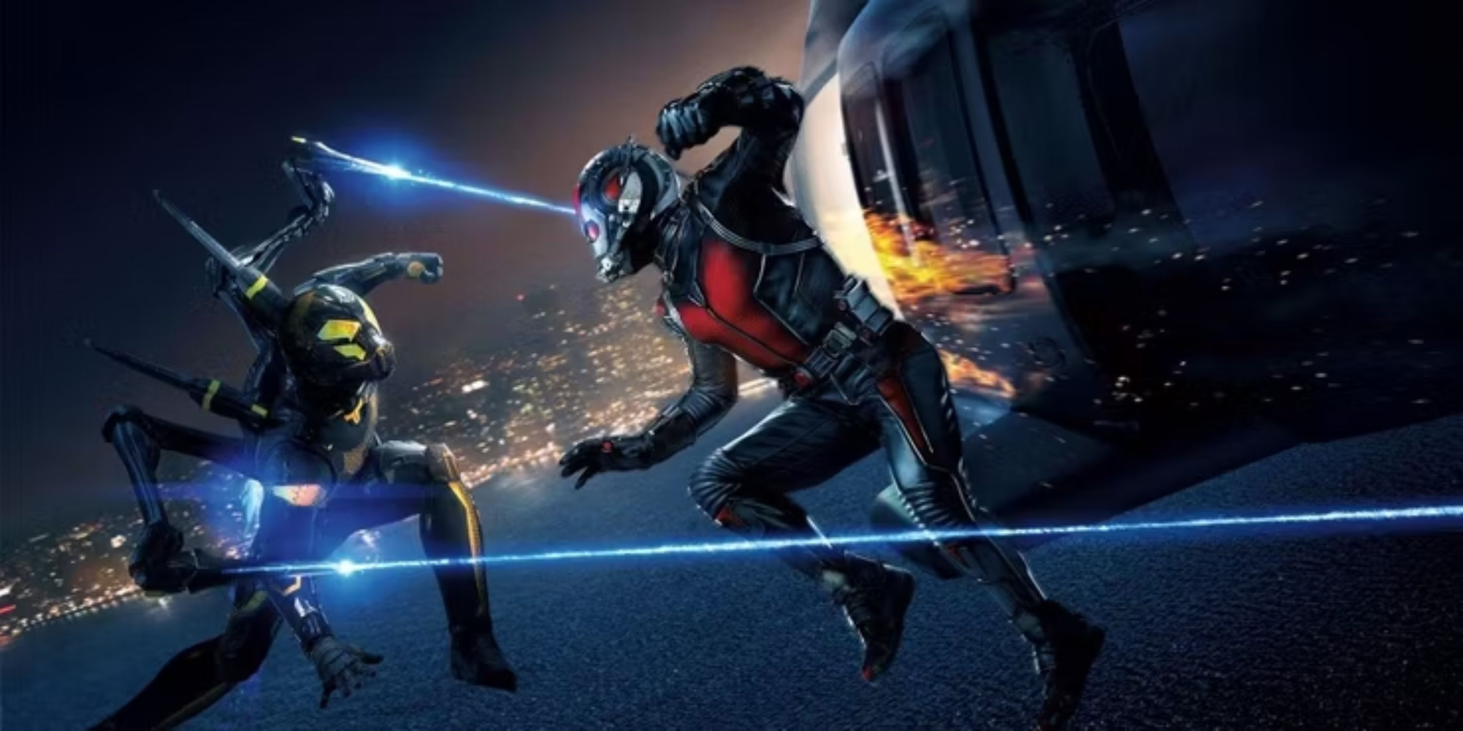 Ant-Man y Yellowjacket peleando en arte de referencia