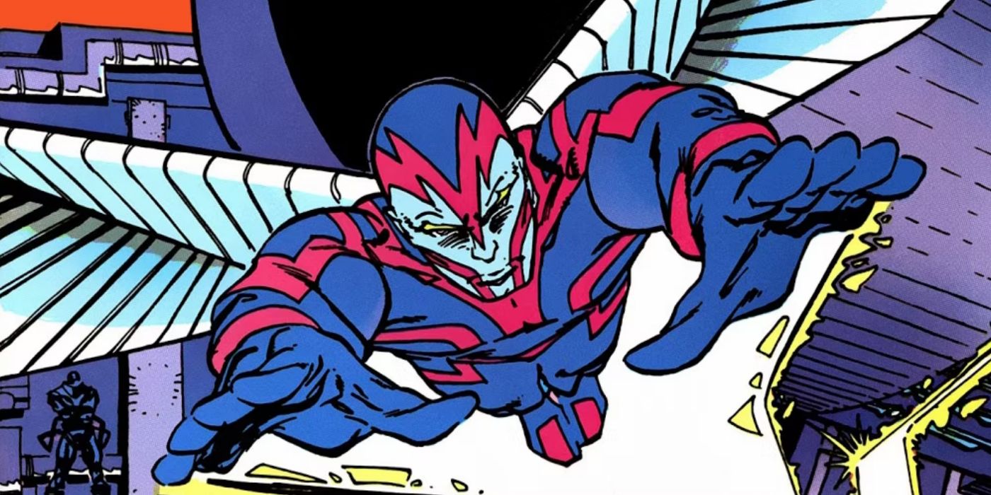 Arcanjo voando pelo ar na Marvel Comics.