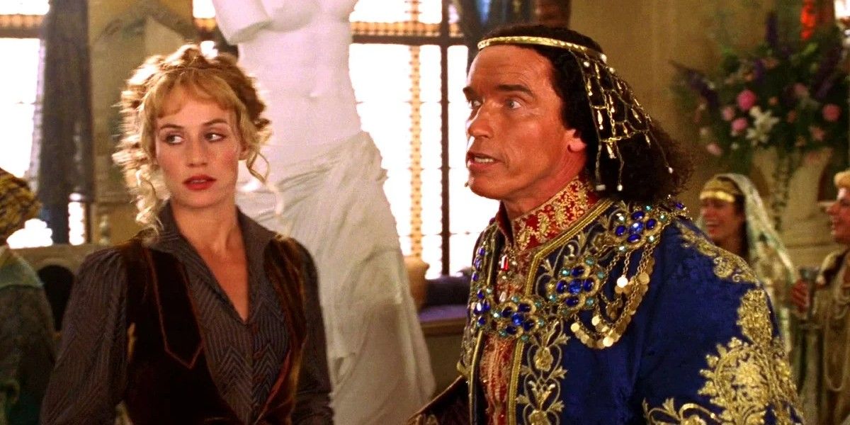 Arnold Schwarzenegger in royal clothes in Around the World in 80 Days
