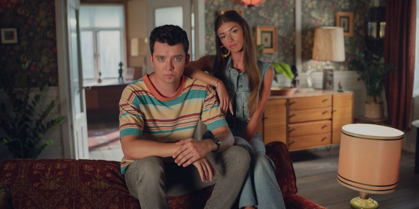 Asa Butterfield and Mimi Keene as Otis and Maeve in Sex Education Season 4 Header